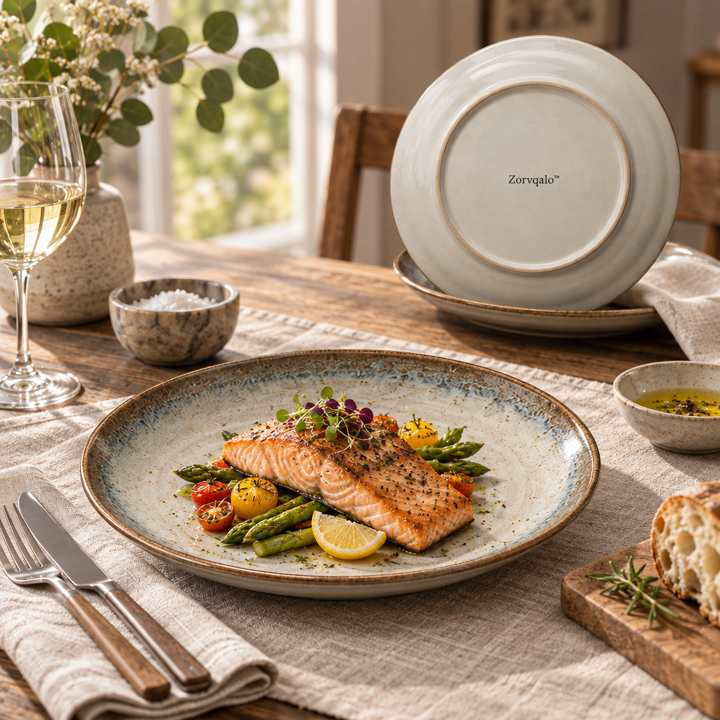Zorvqalo™ Hand-Glazed Ceramic Dinner Plate image 1