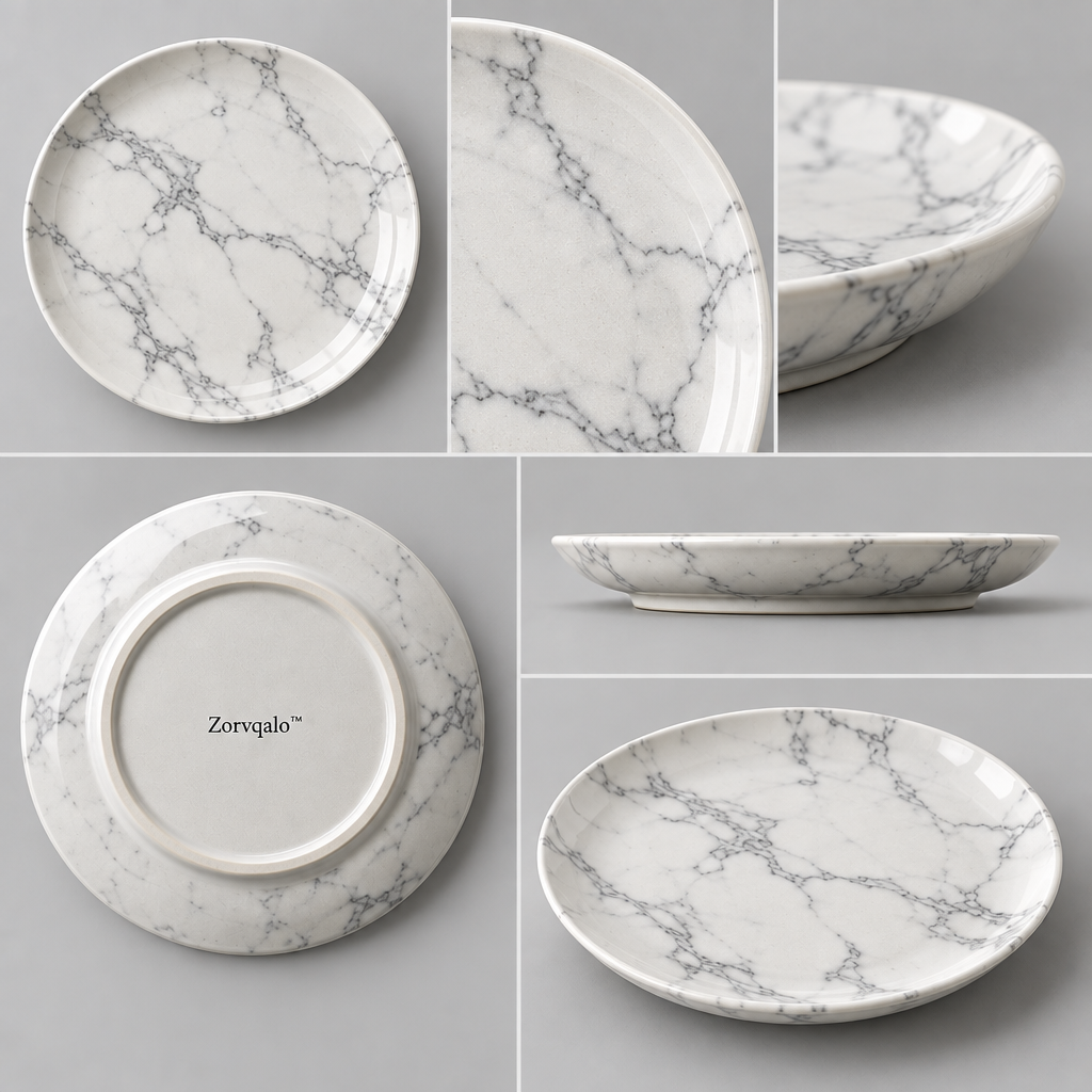 Zorvqalo™ Marble-Pattern Ceramic Plate image 6