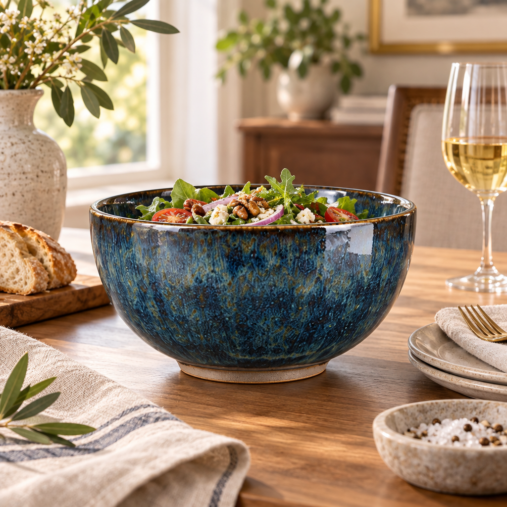 Zorvqalo™ Hand-Glazed Deep Ceramic Bowl image 1