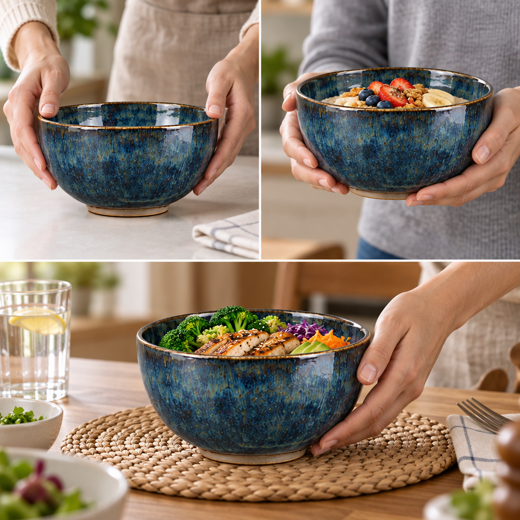 Zorvqalo™ Hand-Glazed Deep Ceramic Bowl image 5