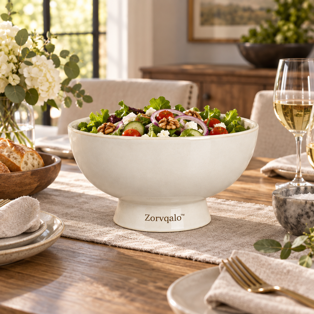 Zorvqalo™ Raised Ceramic Salad Bowl image 1