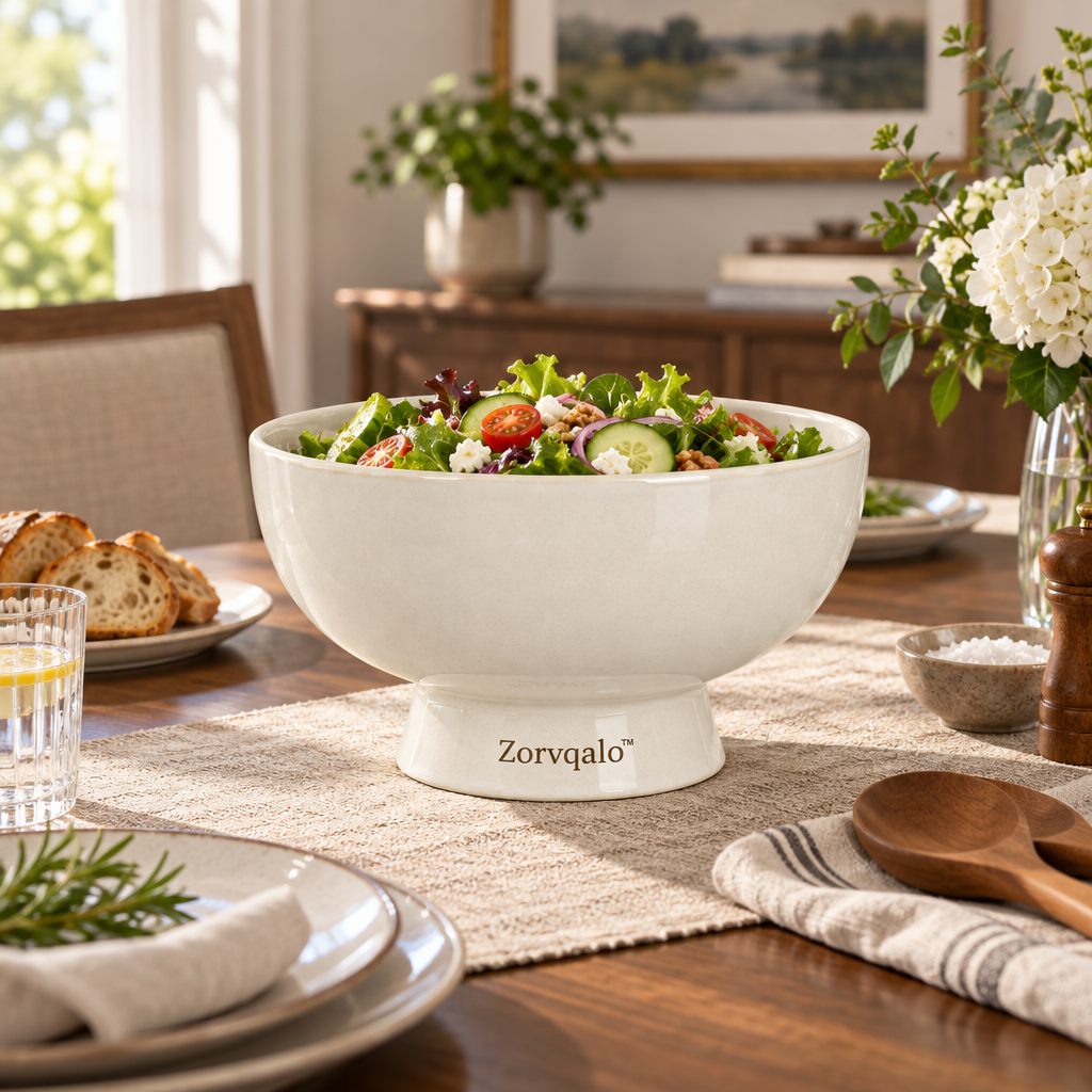 Zorvqalo™ Raised Ceramic Salad Bowl image 4