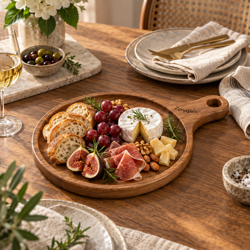Zorvqalo™ Wooden Handled Serving Plate image 1