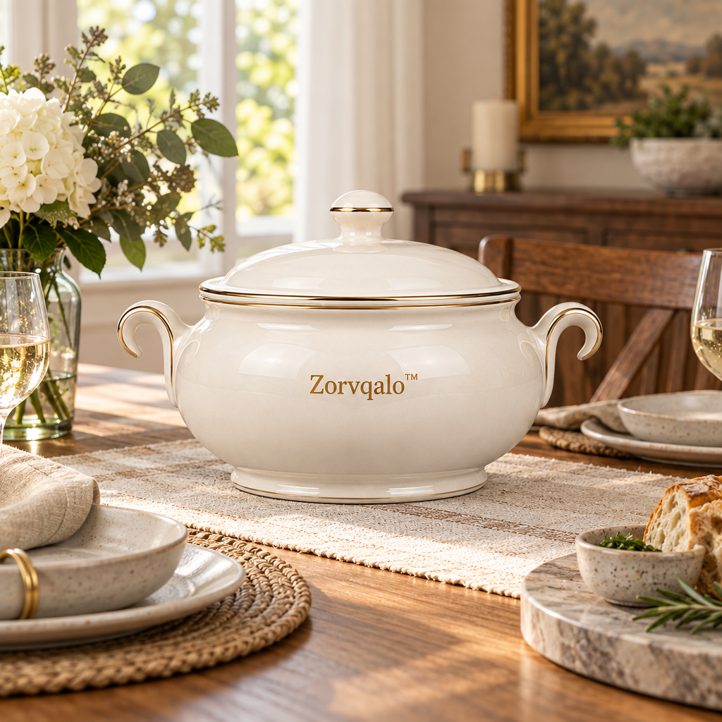Zorvqalo™ Lidded Ceramic Soup Tureen image 1