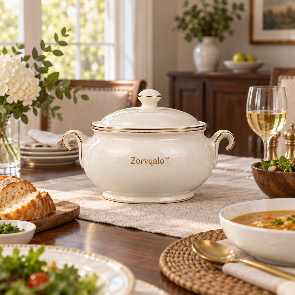 Zorvqalo™ Lidded Ceramic Soup Tureen image 4
