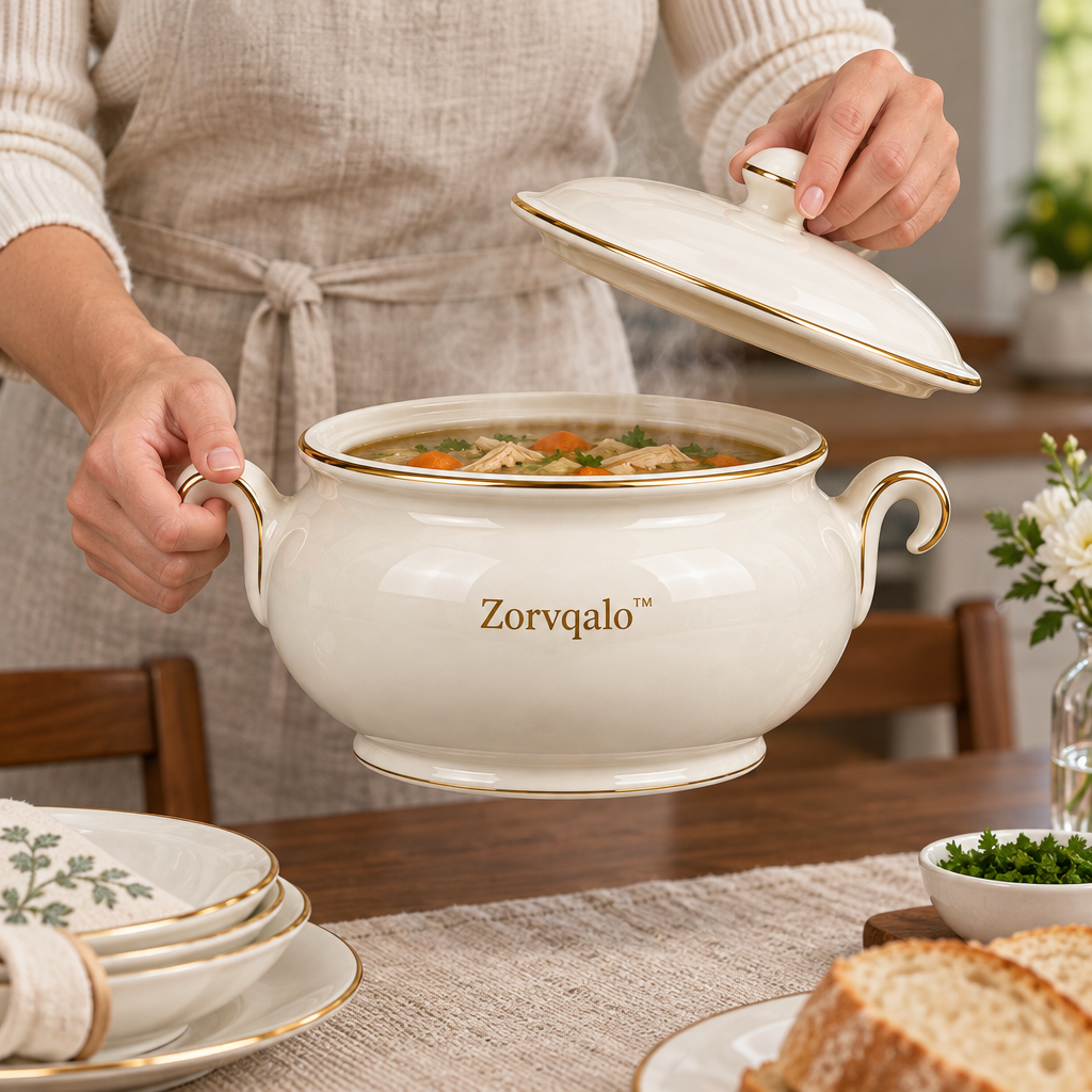 Zorvqalo™ Lidded Ceramic Soup Tureen image 5