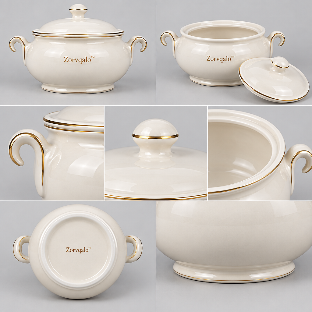 Zorvqalo™ Lidded Ceramic Soup Tureen image 6