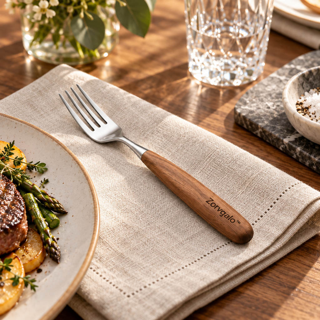 Zorvqalo™ Handcrafted Wooden-Handle Dinner Fork image 1