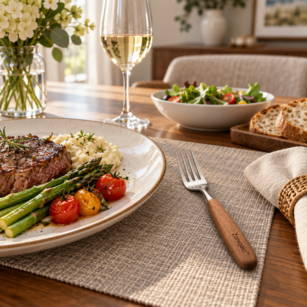 Zorvqalo™ Handcrafted Wooden-Handle Dinner Fork image 4