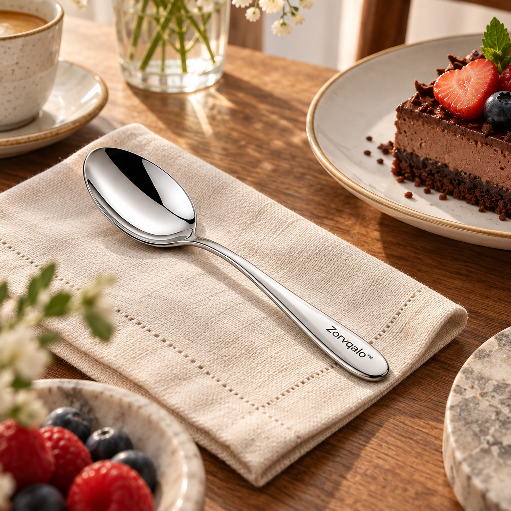 Zorvqalo™ Premium Stainless Steel Dessert Spoon image 1